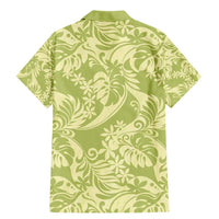 Tahiti Olive Tiare Floral Family Matching Mermaid Dress and Hawaiian Shirt Monstera Palm Tropical Leaves - Polynesian Pride