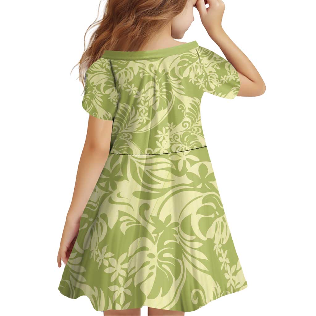 Tahiti Olive Tiare Floral Family Matching Off Shoulder Short Dress and Hawaiian Shirt Monstera Palm Tropical Leaves - Polynesian Pride