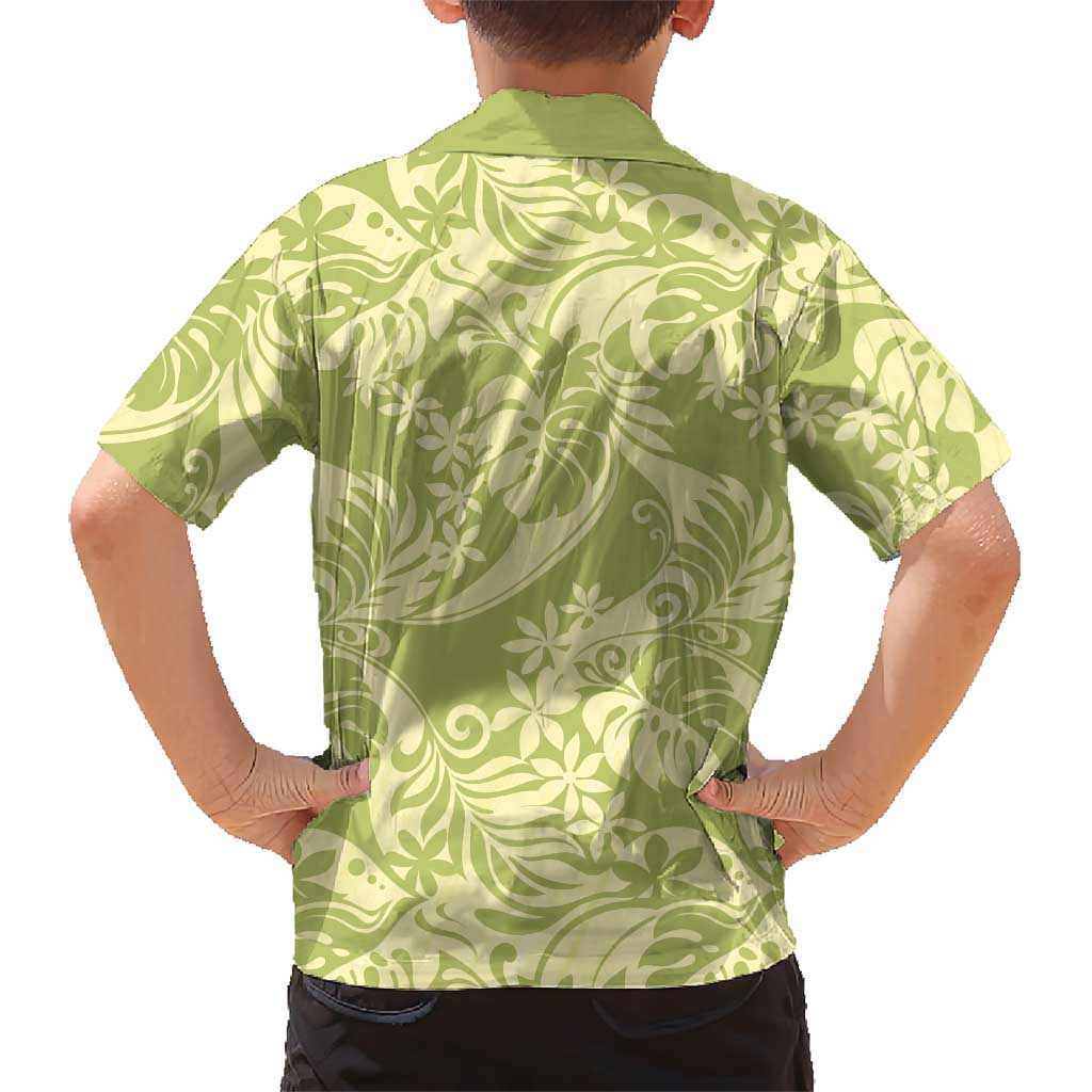 Tahiti Olive Tiare Floral Family Matching Puletasi and Hawaiian Shirt Monstera Palm Tropical Leaves - Polynesian Pride