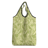 Tahiti Olive Tiare Floral Grocery Bag Monstera Palm Tropical Leaves LT01 - Polynesian Pride