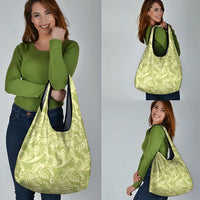 Tahiti Olive Tiare Floral Grocery Bag Monstera Palm Tropical Leaves LT01 - Polynesian Pride