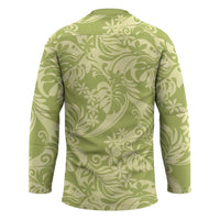 Tahiti Olive Tiare Floral Hockey Jersey Monstera Palm Tropical Leaves - Polynesian Pride