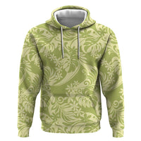 Tahiti Olive Tiare Floral Hoodie Monstera Palm Tropical Leaves LT01 Pullover Hoodie Olive - Polynesian Pride