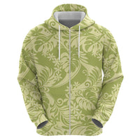 Tahiti Olive Tiare Floral Hoodie Monstera Palm Tropical Leaves LT01 - Polynesian Pride