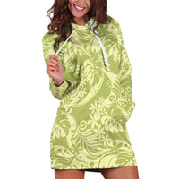 Tahiti Olive Tiare Floral Hoodie Dress Monstera Palm Tropical Leaves - Polynesian Pride