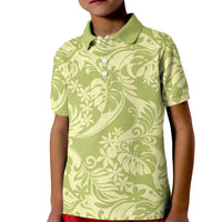Tahiti Olive Tiare Floral Kid Polo Shirt Monstera Palm Tropical Leaves LT01 Kid Olive - Polynesian Pride