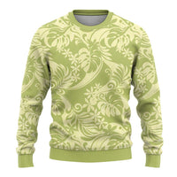 Tahiti Olive Tiare Floral Ugly Christmas Sweater Monstera Palm Tropical Leaves - Polynesian Pride