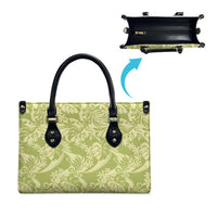 Tahiti Olive Tiare Floral Leather Bag Monstera Palm Tropical Leaves - Polynesian Pride
