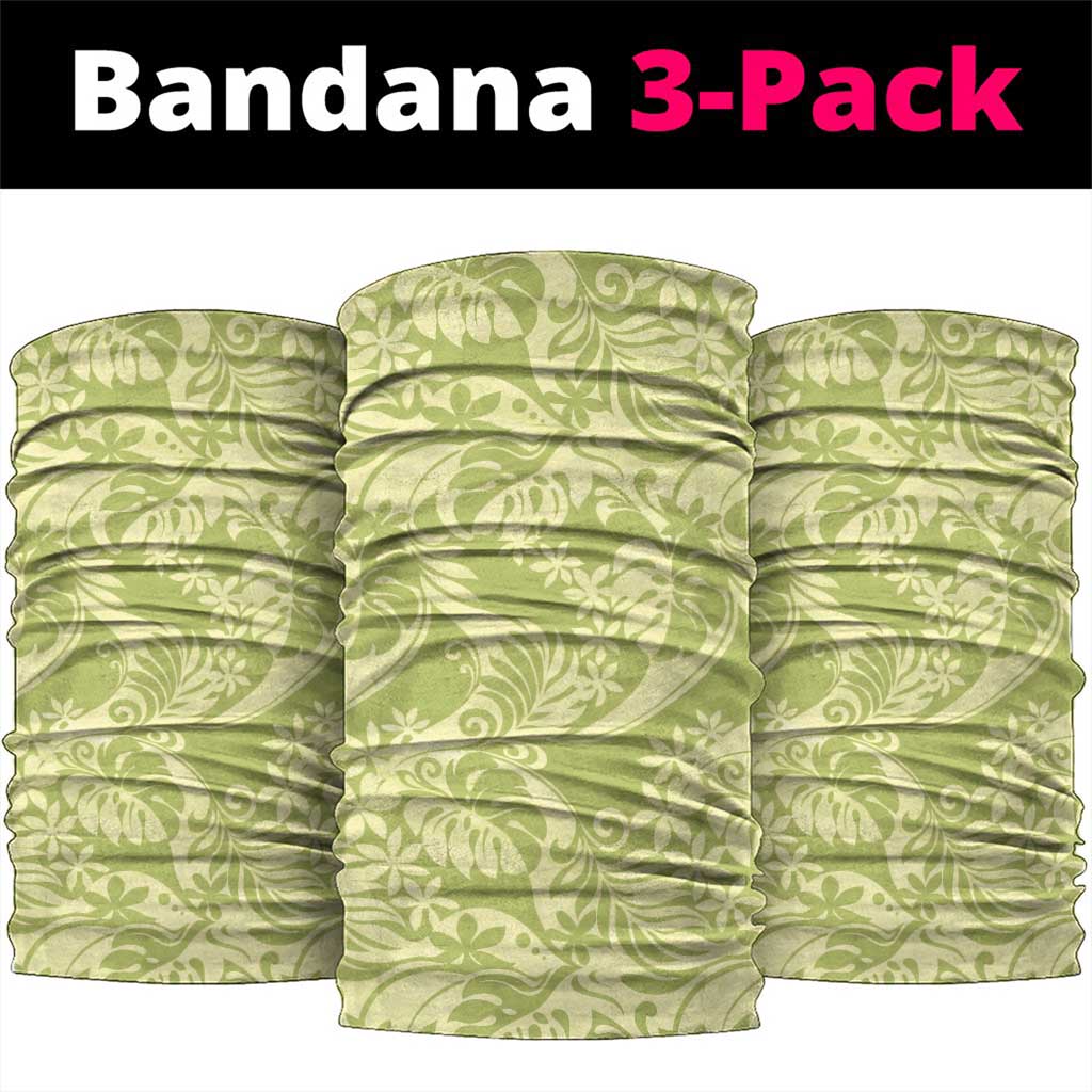 Tahiti Olive Tiare Floral Neck Gaiter Monstera Palm Tropical Leaves - Polynesian Pride