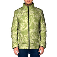 Tahiti Olive Tiare Floral Padded Jacket Monstera Palm Tropical Leaves LT01 Men Olive - Polynesian Pride