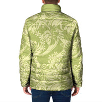 Tahiti Olive Tiare Floral Padded Jacket Monstera Palm Tropical Leaves LT01 - Polynesian Pride