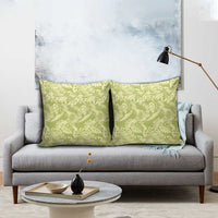 Tahiti Olive Tiare Floral Pillow Cover Monstera Palm Tropical Leaves - Polynesian Pride