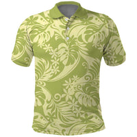 Tahiti Olive Tiare Floral Polo Shirt Monstera Palm Tropical Leaves LT01 Olive - Polynesian Pride