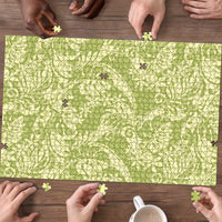 Tahiti Olive Tiare Floral Puzzle Monstera Palm Tropical Leaves LT01 - Polynesian Pride