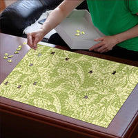 Tahiti Olive Tiare Floral Puzzle Monstera Palm Tropical Leaves LT01 - Polynesian Pride
