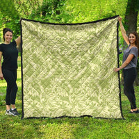 Tahiti Olive Tiare Floral Quilt Monstera Palm Tropical Leaves LT01 - Polynesian Pride