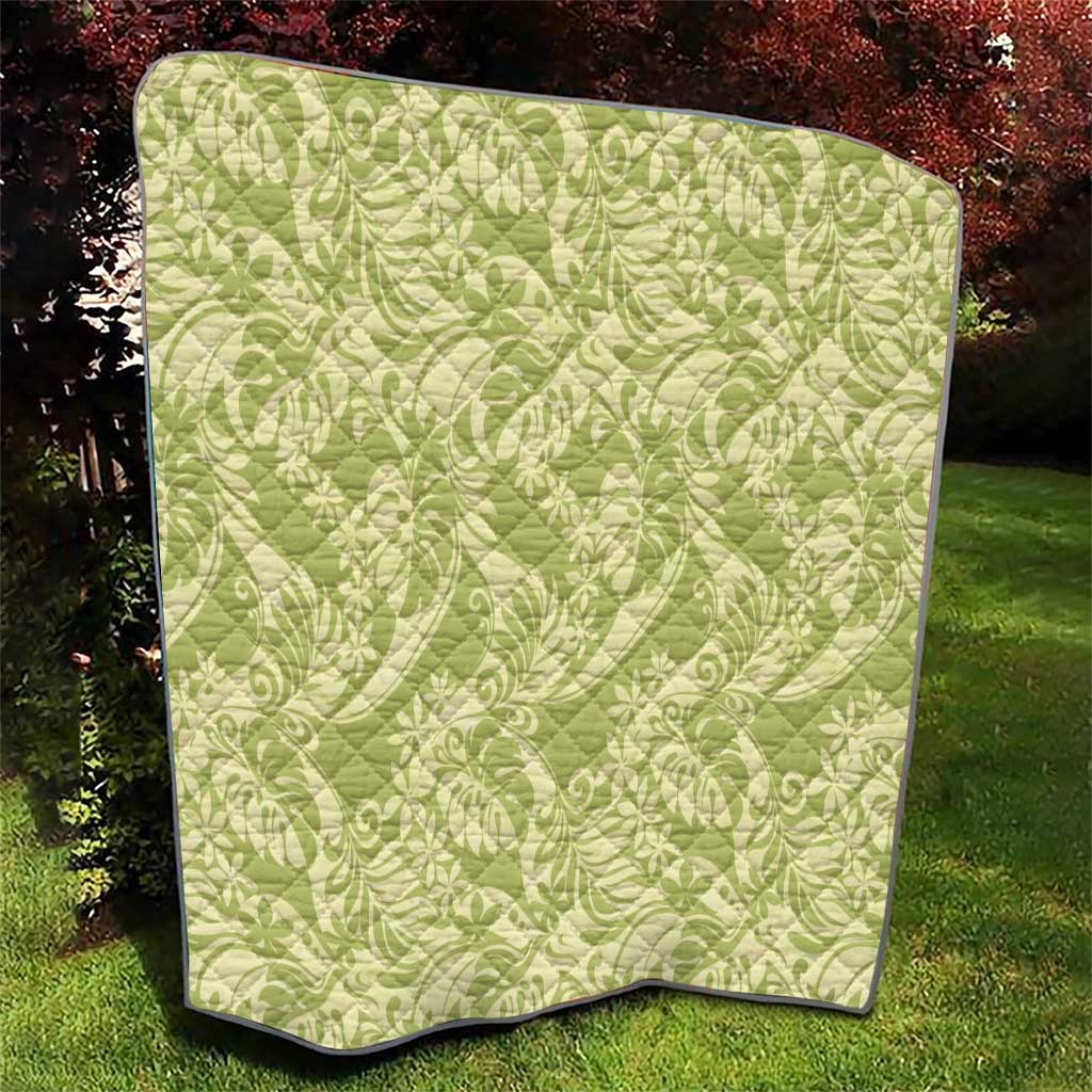 Tahiti Olive Tiare Floral Quilt Monstera Palm Tropical Leaves LT01 - Polynesian Pride