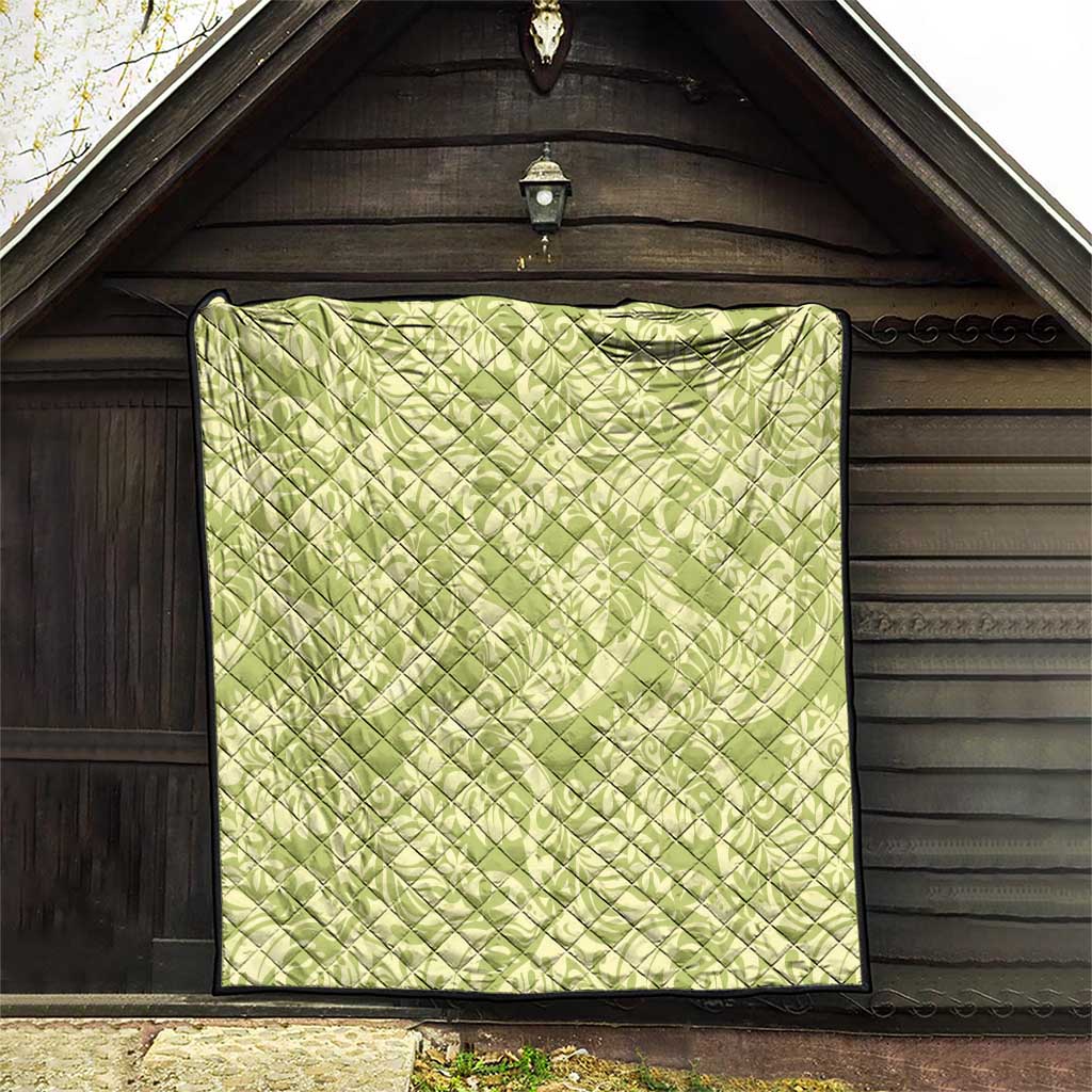 Tahiti Olive Tiare Floral Quilt Monstera Palm Tropical Leaves LT01 - Polynesian Pride
