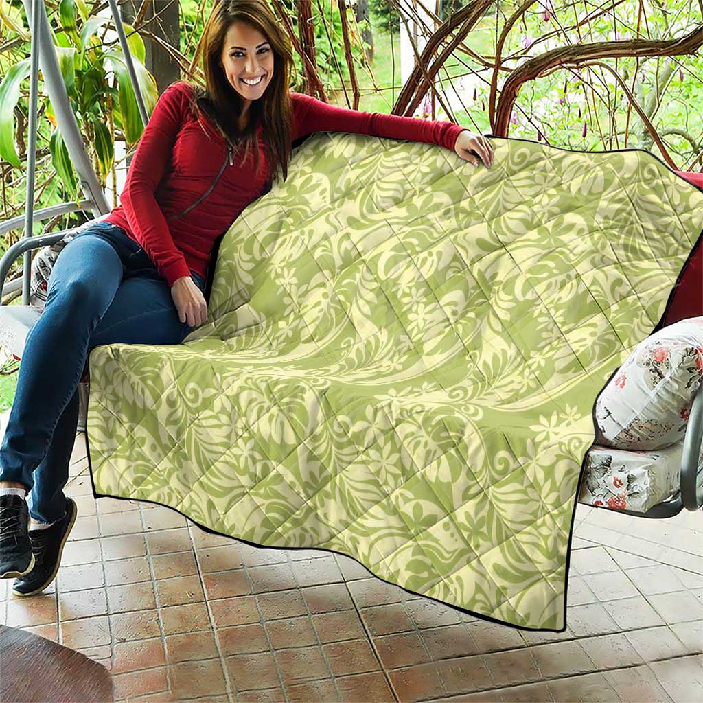 Tahiti Olive Tiare Floral Quilt Monstera Palm Tropical Leaves LT01 - Polynesian Pride