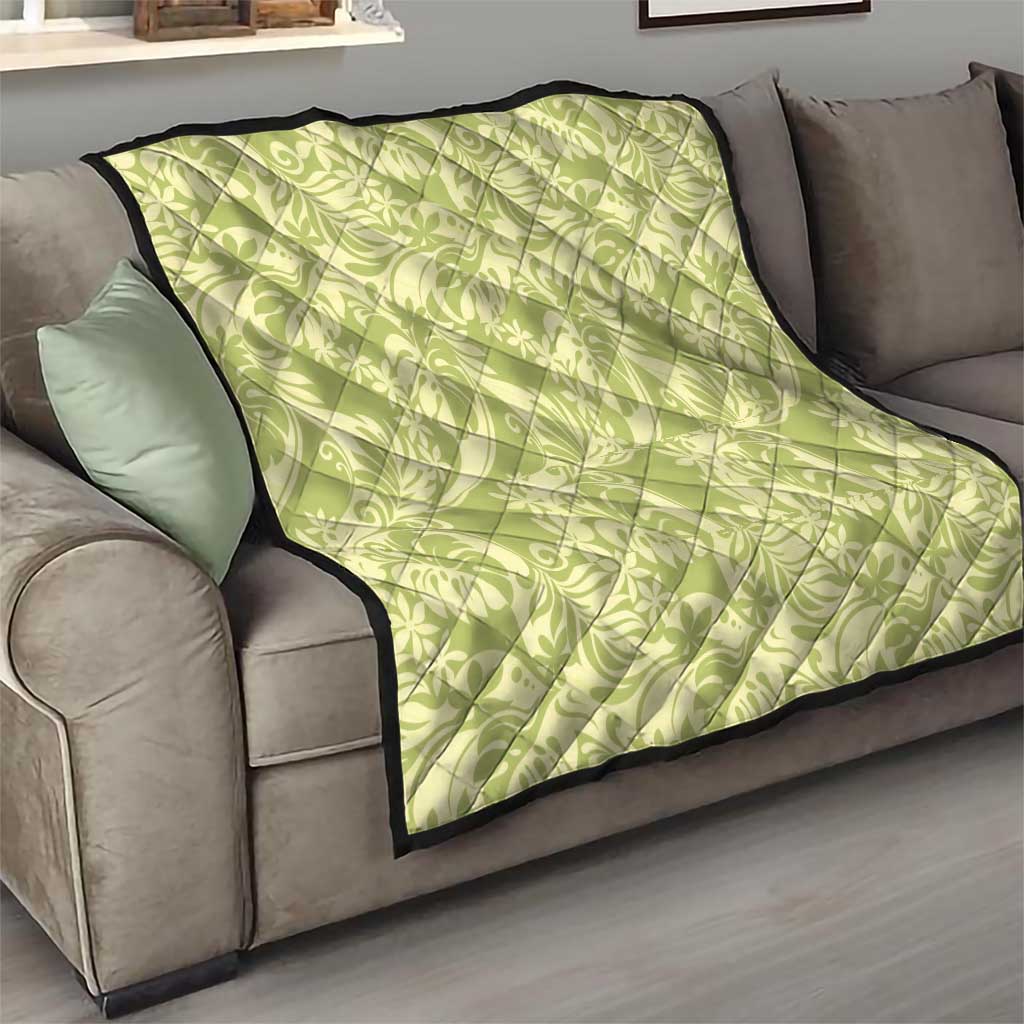 Tahiti Olive Tiare Floral Quilt Monstera Palm Tropical Leaves LT01 - Polynesian Pride
