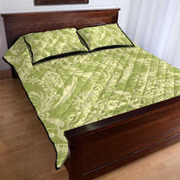Tahiti Olive Tiare Floral Quilt Bed Set Monstera Palm Tropical Leaves LT01 - Polynesian Pride