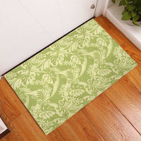 Tahiti Olive Tiare Floral Rubber Doormat Monstera Palm Tropical Leaves LT01 - Polynesian Pride
