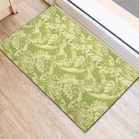 Tahiti Olive Tiare Floral Rubber Doormat Monstera Palm Tropical Leaves LT01 - Polynesian Pride