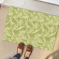 Tahiti Olive Tiare Floral Rubber Doormat Monstera Palm Tropical Leaves LT01 - Polynesian Pride
