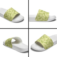 Tahiti Olive Tiare Floral Slide Sandals Monstera Palm Tropical Leaves - Polynesian Pride