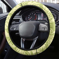 Tahiti Olive Tiare Floral Steering Wheel Cover Monstera Palm Tropical Leaves LT01 - Polynesian Pride
