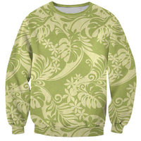 Tahiti Olive Tiare Floral Sweatshirt Monstera Palm Tropical Leaves LT01 Unisex Olive - Polynesian Pride