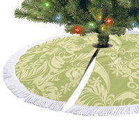 Tahiti Olive Tiare Floral Tree Skirt Monstera Palm Tropical Leaves - Polynesian Pride