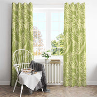 Tahiti Olive Tiare Floral Window Curtain Monstera Palm Tropical Leaves - Polynesian Pride