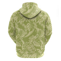 Tahiti Olive Tiare Floral Zip Hoodie Monstera Palm Tropical Leaves LT01 - Polynesian Pride