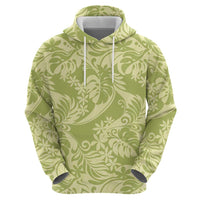 Tahiti Olive Tiare Floral Zip Hoodie Monstera Palm Tropical Leaves LT01 - Polynesian Pride