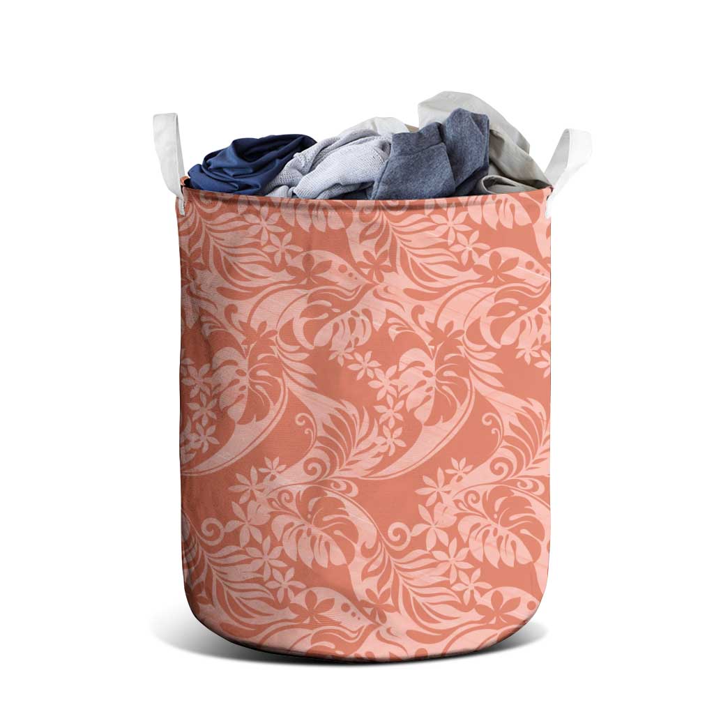 Tahiti Puatou Tiare Floral Laundry Basket Monstera Palm Tropical Leaves LT01 - Polynesian Pride