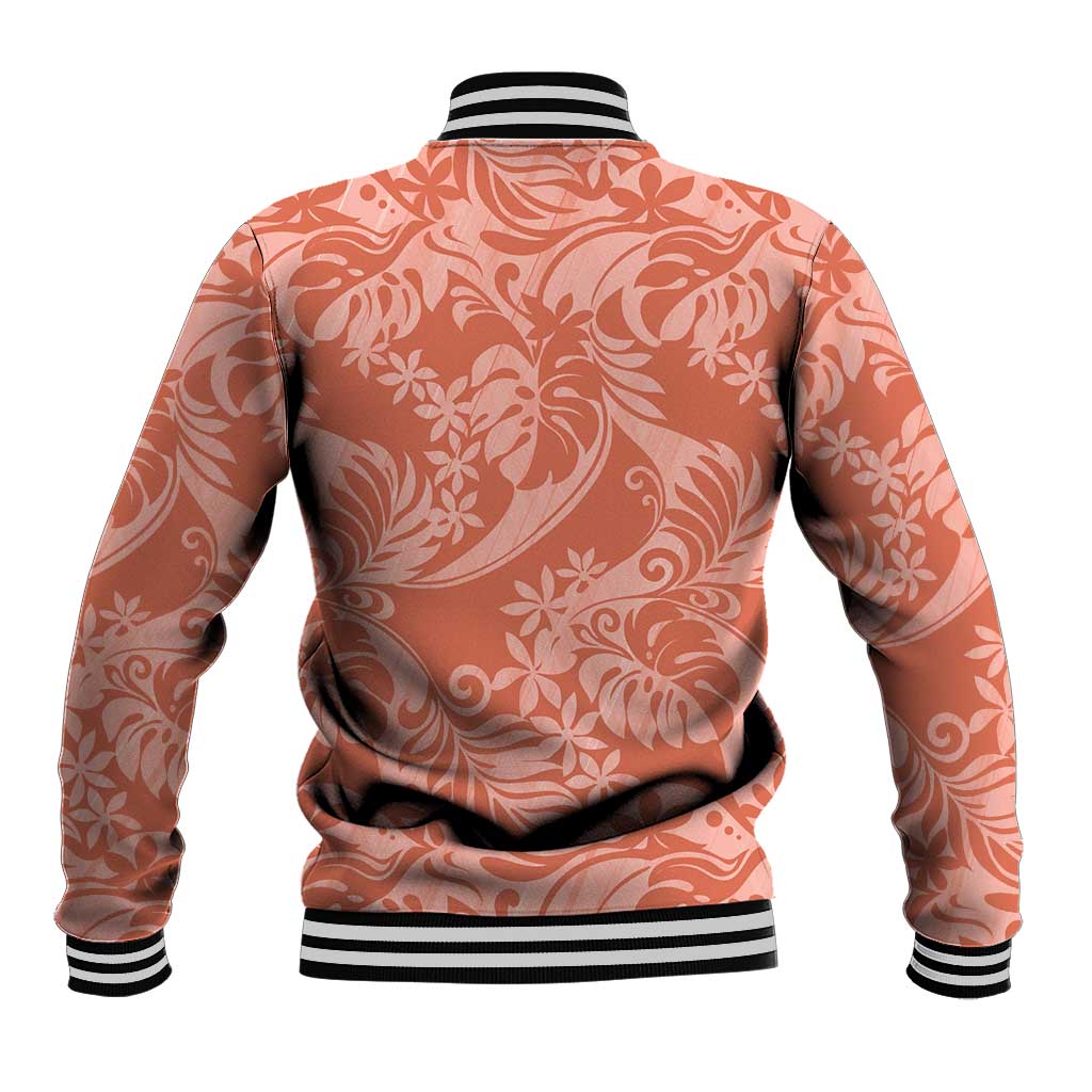 Tahiti Puatou Tiare Floral Baseball Jacket Monstera Palm Tropical Leaves LT01 - Polynesian Pride