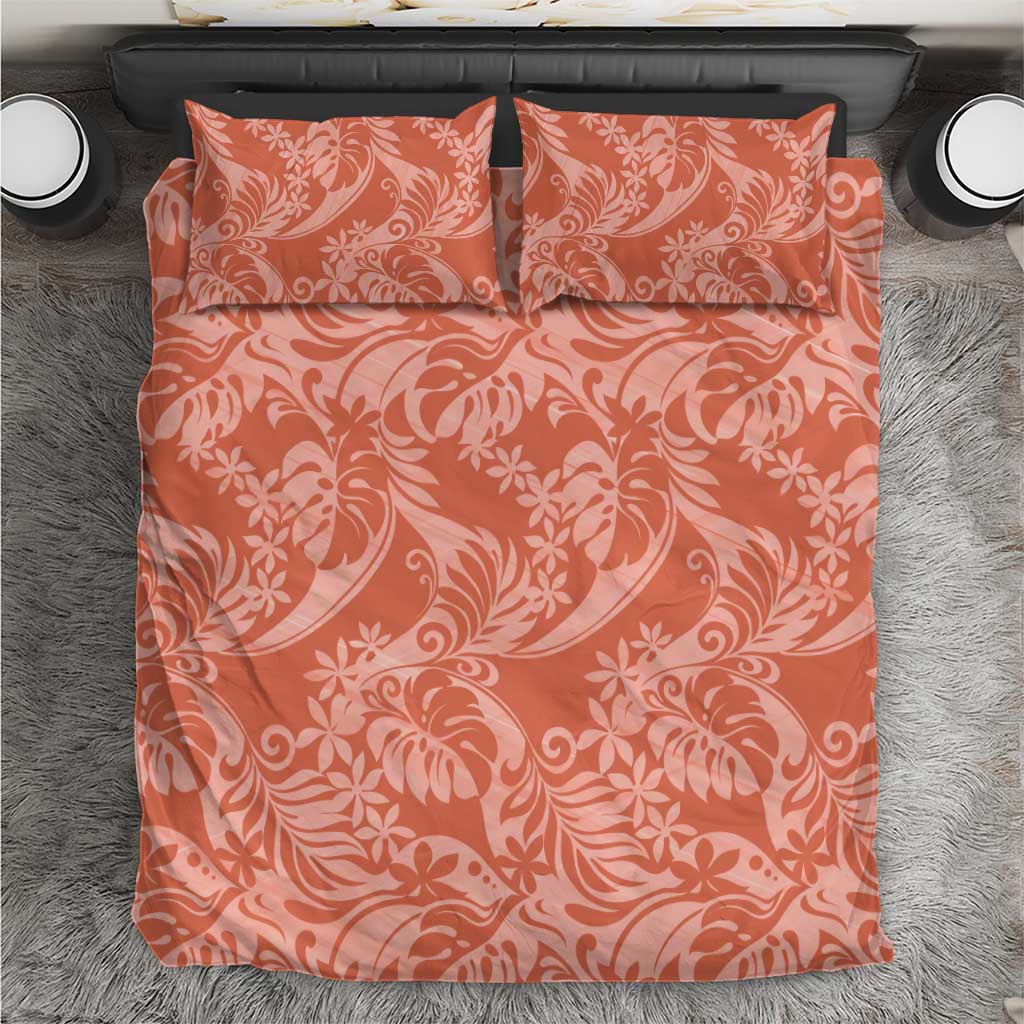 Tahiti Puatou Tiare Floral Bedding Set Monstera Palm Tropical Leaves - Polynesian Pride