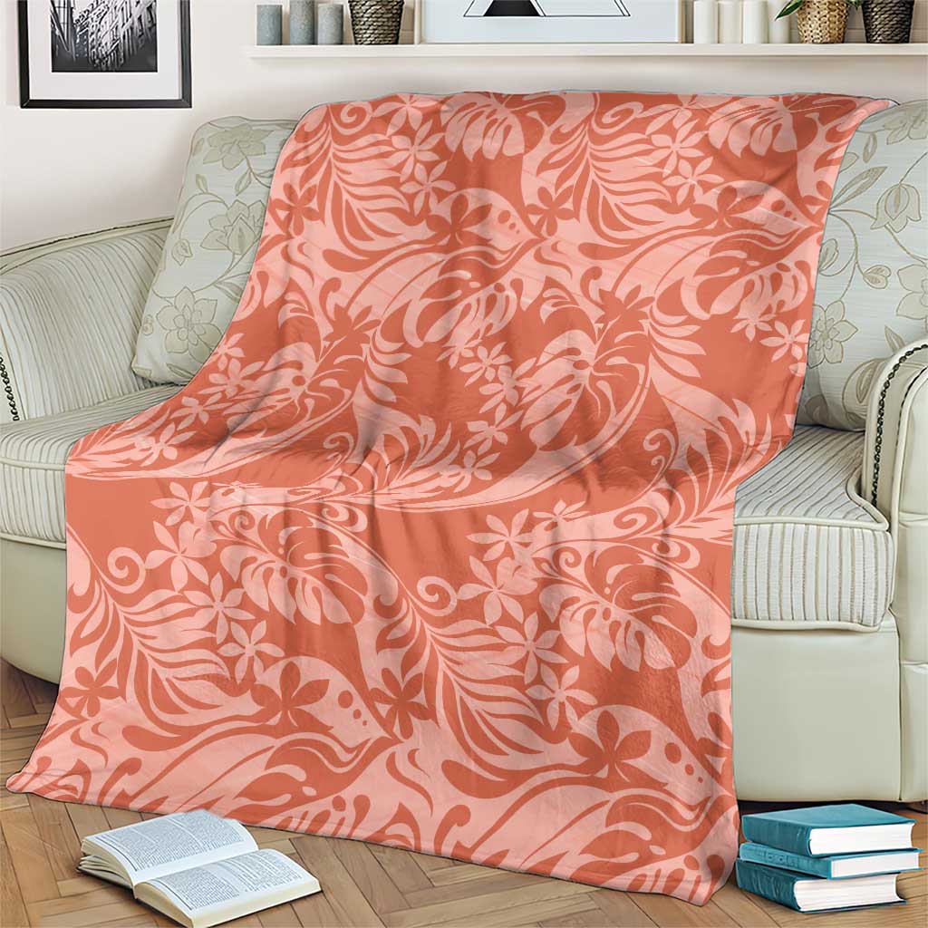 Tahiti Puatou Tiare Floral Blanket Monstera Palm Tropical Leaves - Polynesian Pride