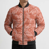Tahiti Puatou Tiare Floral Bomber Puffer Jacket Monstera Palm Tropical Leaves LT01 - Polynesian Pride