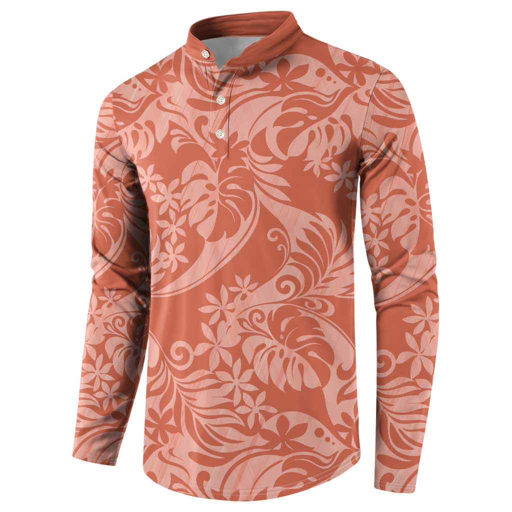 Tahiti Puatou Tiare Floral Button Sweatshirt Monstera Palm Tropical Leaves LT01 - Polynesian Pride