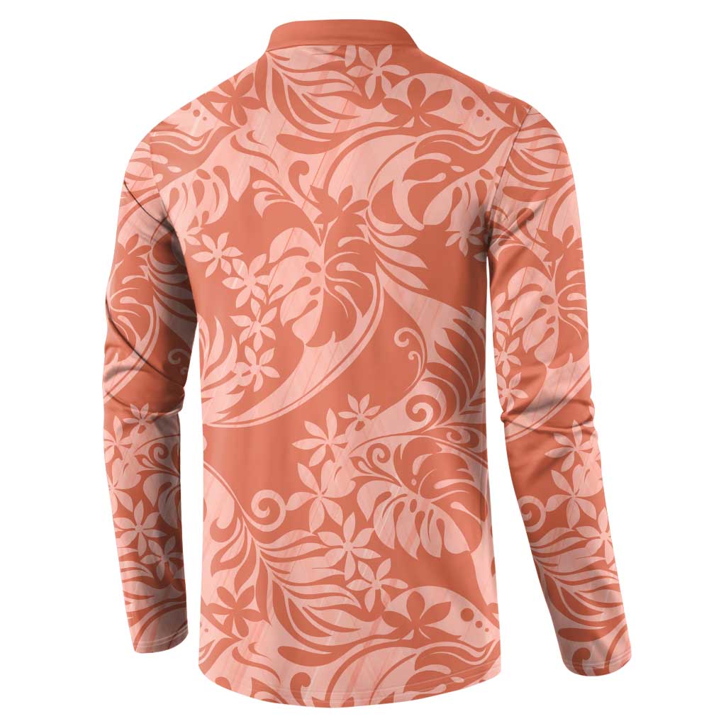 Tahiti Puatou Tiare Floral Button Sweatshirt Monstera Palm Tropical Leaves LT01 - Polynesian Pride