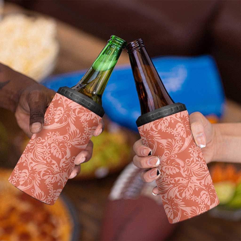 Tahiti Puatou Tiare Floral 4 in 1 Can Cooler Tumbler Monstera Palm Tropical Leaves - Polynesian Pride