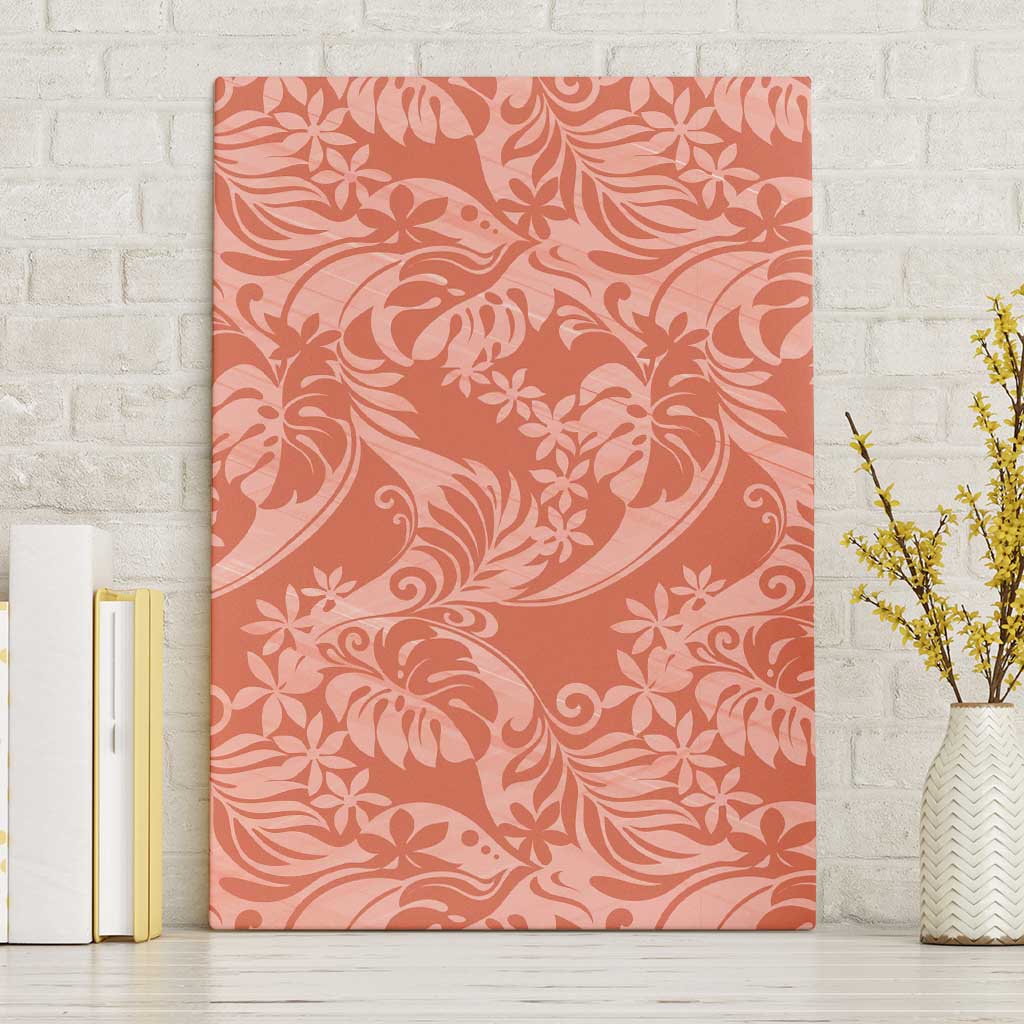 Tahiti Puatou Tiare Floral Canvas Wall Art Monstera Palm Tropical Leaves LT01 Without Frame Orange - Polynesian Pride