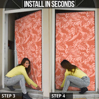 Tahiti Puatou Tiare Floral Door Cover Monstera Palm Tropical Leaves - Polynesian Pride