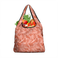 Tahiti Puatou Tiare Floral Grocery Bag Monstera Palm Tropical Leaves LT01 1-pack One Size Orange - Polynesian Pride