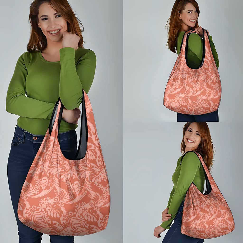 Tahiti Puatou Tiare Floral Grocery Bag Monstera Palm Tropical Leaves LT01 - Polynesian Pride