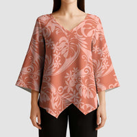 Tahiti Puatou Tiare Floral Kimono Sleeve Blouse Monstera Palm Tropical Leaves LT01 - Polynesian Pride