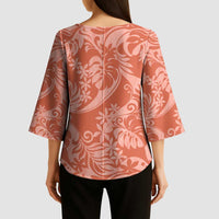 Tahiti Puatou Tiare Floral Kimono Sleeve Blouse Monstera Palm Tropical Leaves LT01 - Polynesian Pride