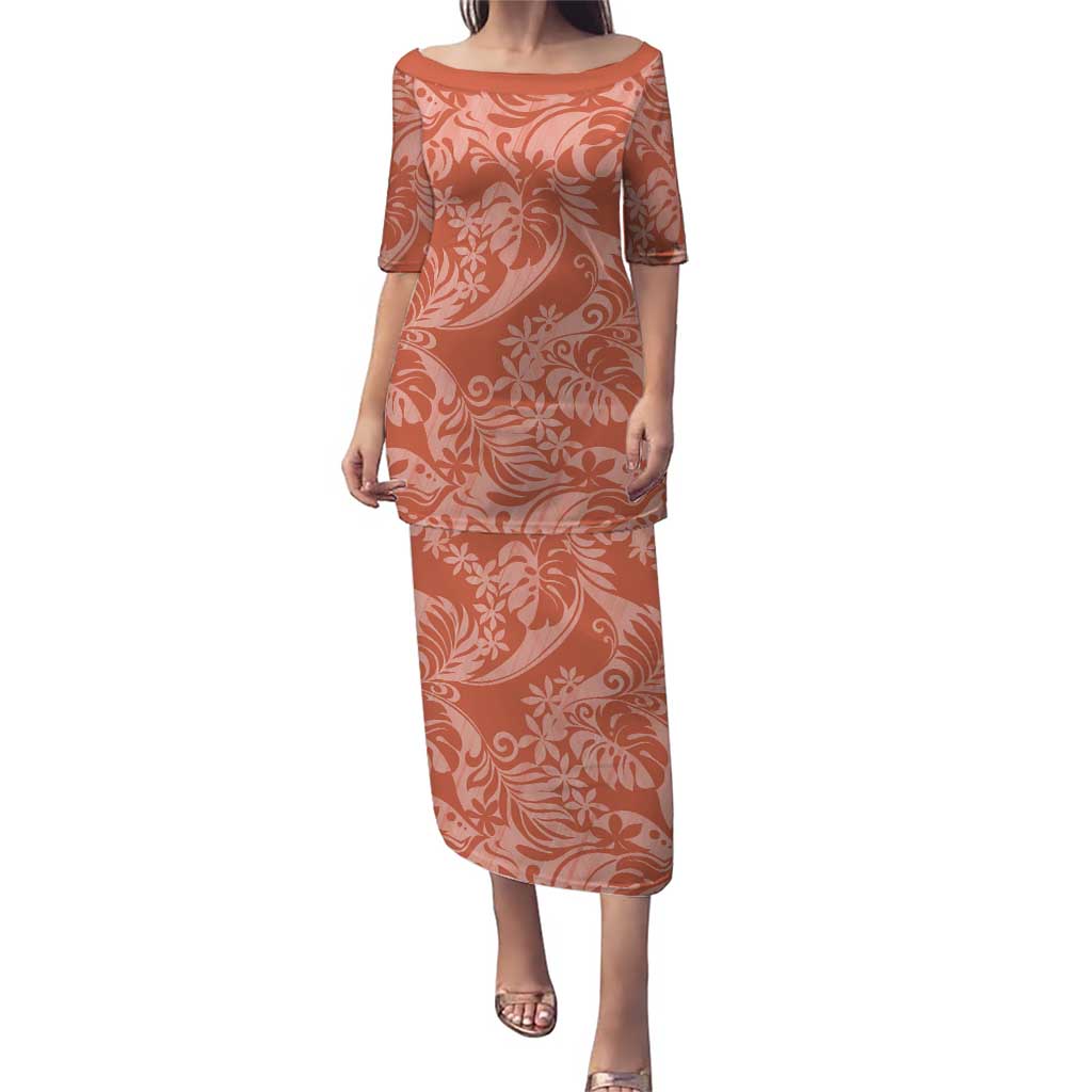 Tahiti Puatou Tiare Floral Puletasi Monstera Palm Tropical Leaves - Polynesian Pride